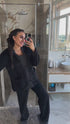 Soft home suit with button down jacket - BLACK